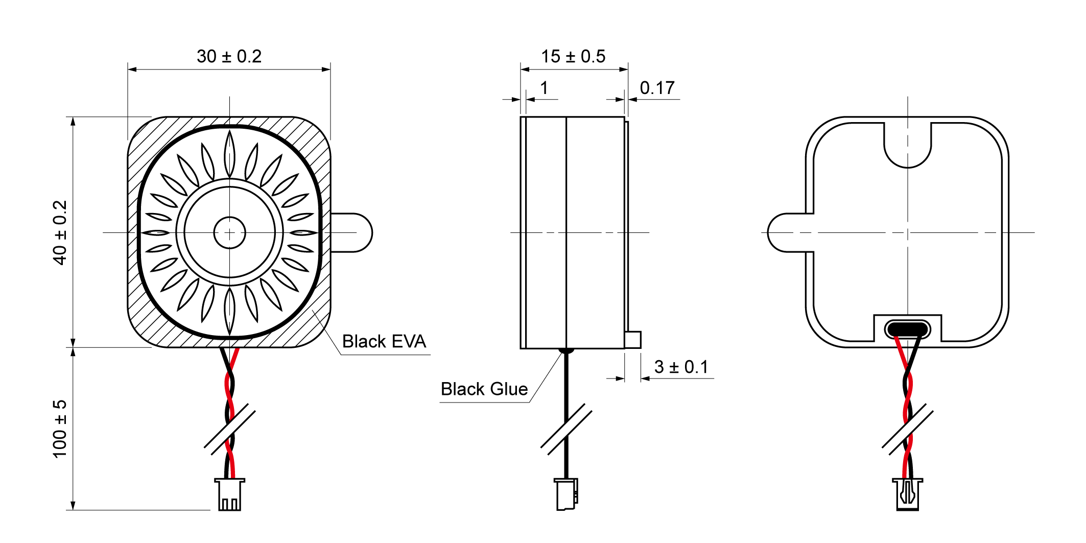 OSS43-4030-15A2.0W4-C Mechanical Drawing